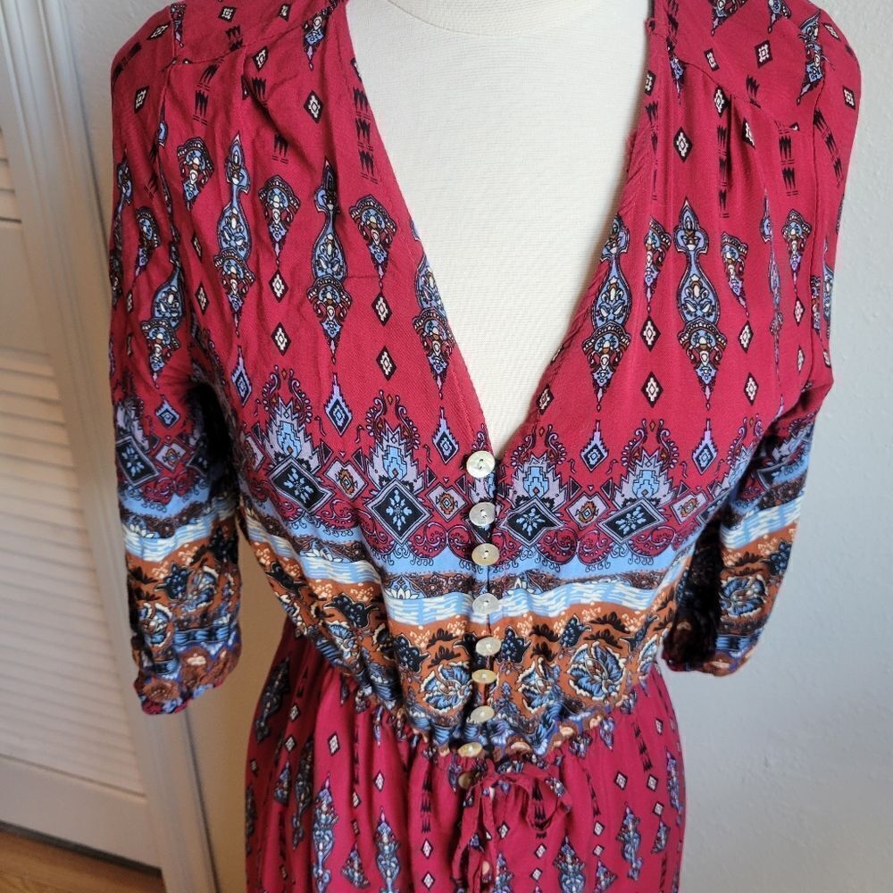 Boho Button Front Maxi Dress - Picture 2 of 8